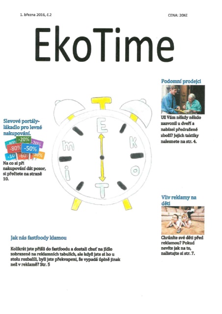 Titulní strana soutěžního časopisu EkoTime 2016