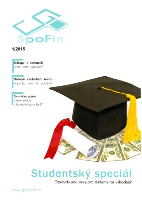 Titulní strana soutěžního časopisu SpoFin 2015